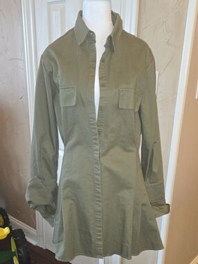 Fashion Nova Olive Utility Shirt Jacket